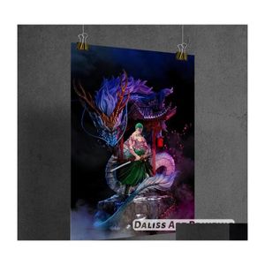 Pinturas Lienzo One Piece Zoro Wano Country Pictures Decoración del hogar Póster HD Impresiones Arte de la pared Modar Sala de estar Enmarcada Drop Delive DHSTR