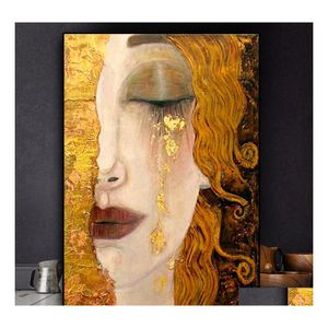 Peintures Classique Artiste Gustav Klimt Larme Abstraite 5D Diamant Peinture Portrait À La Main Mosaïque Murale Affiche Décoration De La Maison 2 Dhmy5