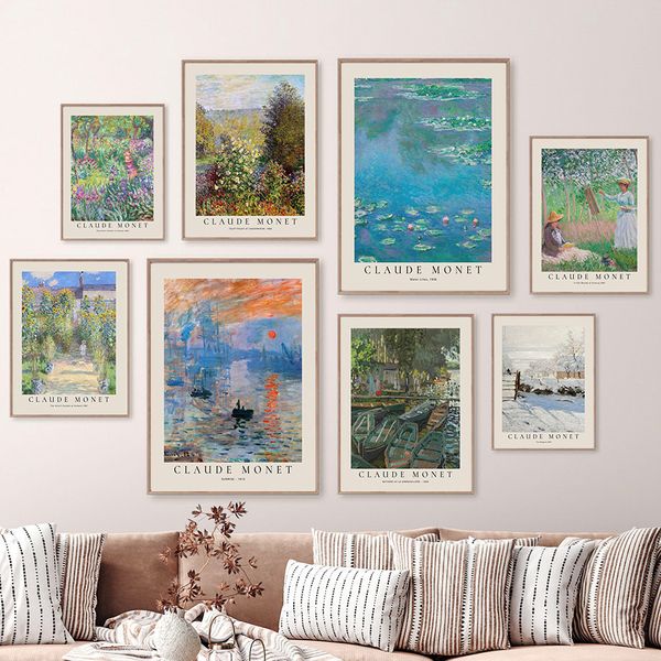 Pinturas Claude Monet abstracto retro impresionista arte de la pared lienzo pintura carteles nórdicos e impresiones imágenes para la decoración de la sala de estar 230422
