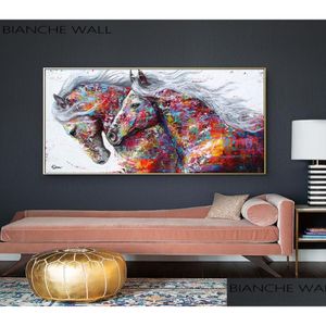 Pinturas Colorf Caballos Imagen decorativa Lienzo Póster Nordic Animal Wall Art Print Pintura abstracta Moderna Sala de estar Decoratio DHFEU