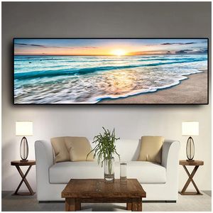 Schilderijen DIY Diamant Borduren Zonsondergangen Natuurlijke Zee Strand 5D Diamant Schilderij Landschap Mozaïek Muur Foto Poster Art Home Decor 201112