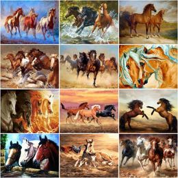 Peintures DIY PEINTURE DE L'HUILE PAR NUMÉROS 60X75CM Cadre Animal Horse pour adultes Enfants Numéro de peinture Home Decor