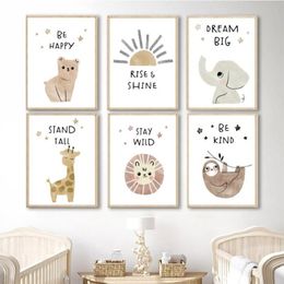 Schilderijen Olifant Beer Giraffe Luie Leeuw Zon Boho Muur Canvas Schilderij Nordic Posters En Prints Foto's Kinderen Babykamer Deco298Y