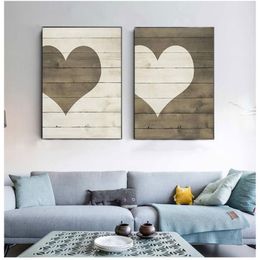 Peintures Ferme Coeur Imprimer Signe En Bois Mur Art Toile Peinture Décor Saint Valentin Affiches Imprime Pictures331Q