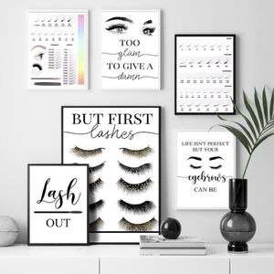 Schilderijen Mode Make-Up Lash Valse Wimpers Muur Canvas Schilderij Nordic Posters En Prints Foto 'S Voor Schoonheidssalon Kamer De299P