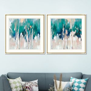 Schilderijen fb abstract boom canvas prints groenblauw olie schilderij muur kunst posters modern kunstwerk voor woonkamer slaapkamer 2 foto's decor 221006