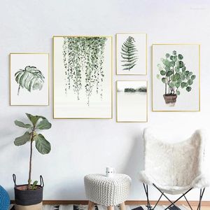 Peintures sans cadre feuilles vertes peinture à la main par numéros kits coloration cadeau unique maison mur art décor 40x50 oeuvre