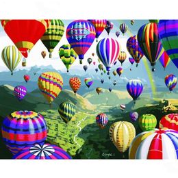 Peintures sans cadre photo bricolage peinture par numéros Colorf ballon paysage peint à la main huile acrylique sur toile pour la décoration de la maison 330637 Dhz96