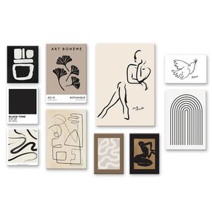 Schilderijen Geometrische Lijn Picasso Matisse Abstract Poster voor Muurkunst Decoratieve Schilderkunst Modern Zwart Wit Canvas Foto Woonkamer 230828