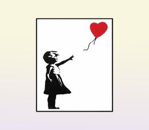 Pinturas Chica con globo rojo Banksy Graffiti Art Canvas Painting Póster de pared en blanco y negro para sala de estar Decoración para el hogar Cuadros7086354