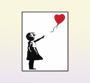 Pinturas Chica con globo rojo Banksy Graffiti Arte Canvas Pintura Póster de pared en blanco y negro para sala de estar Decoración del hogar Cuadros6204461