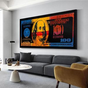 Schilderijen goud modern kleurrijke honderd geld canvas schilderen muur kunst quadro street abstract poster picture home decor7518153