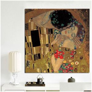 Peintures Gustav Klimt Kiss Portrait Classic Painting Résumé Collection Résumé Canvas Art Prints and Affiche Picture de mur moderne pour la maison Dr DHC89