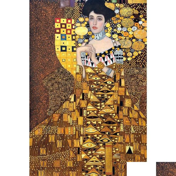 Pinturas Gustav Klimt Mujer Retrato de Adele Bloch Bauer Pintura al óleo Reproducción Lienzo Pintado a mano Arte para la decoración de la pared del hogar Dro DH2Ti