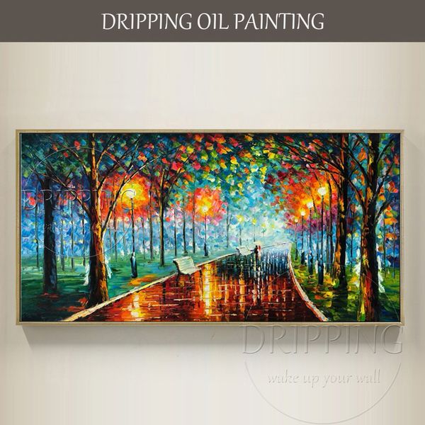 Pinturas pintadas a mano de alta calidad abstracto paisaje colorido pintura al óleo paleta abstracta cuchillo calle pintura al óleo 230621