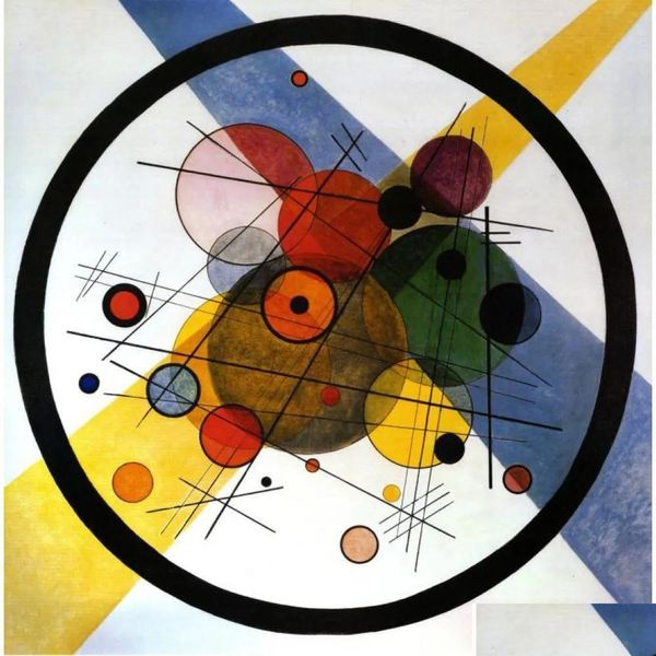 Peintures peintes à la main Tableau mural Wassily Kandinsky Cercles d'huile en cercle Art moderne sur toile pour salle de bureau Hall Drop Livraison Hom Dhhcc