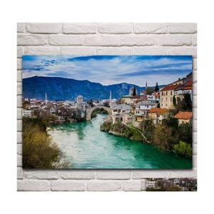 Peintures Herzégovine Mostar Bosniia I Gertsegovina Beautif Ville Paysage Salon Maison Art Décoration Bois Cadre Tissu Affiche Dr Dhxan