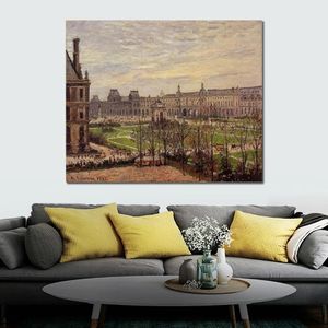 Schilderijen van hoge kwaliteit handgemaakte Camille Pissarro olieverfschilderij de carrousel grijs weer landschap canvas kunst mooie muur decor