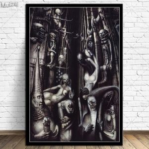 Schilderijen Hr Giger Li II Alien Poster Horror Kunstwerk Posters En Prints Wall Art Foto Canvas Schilderij Voor Woonkamer thuis Deco301n