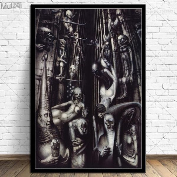 Pinturas Hr Giger Li II Alien Poster Horror Artwork Pósteres e impresiones Wall Art Imagen Lienzo Pintura para sala de estar Hogar Deco250G