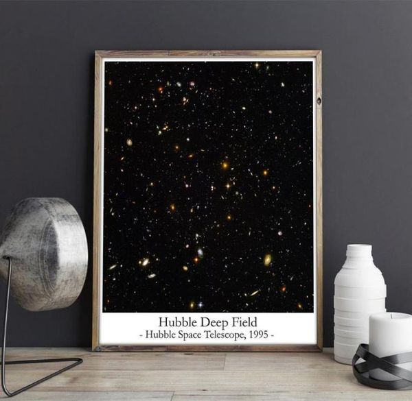 Pinturas Hubble Telescopio de campo profundo PO Póster Espacio famoso Pintura de lienzo abstracta Imágenes de pared para sala de estar Decoración para el hogar 1744943