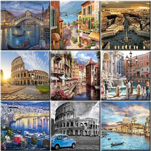 Schilderijen Italië Verf op nummer Rome DIY Digitaal schilderen Nummer Moderne muurkunst Canvas Acryl geschilderd Uniek cadeau Woondecoratie Pi279p