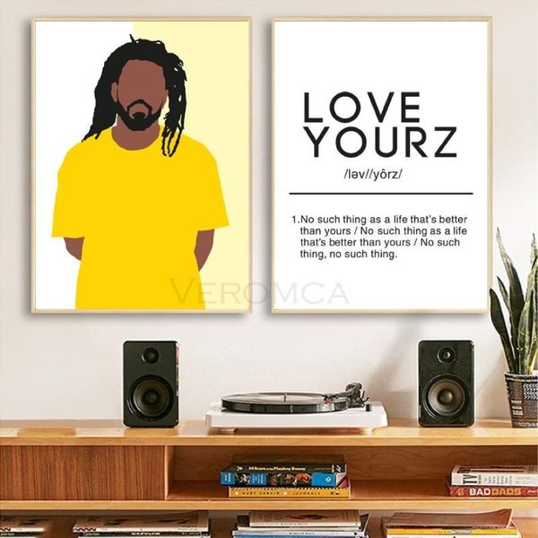 Pinturas J Cole Rap Música Cantante Póster Arte Lienzo Pintura Amor Yourz Definición Hip Hop Impresiones Rapero Imágenes de la pared Inicio Dec183Y