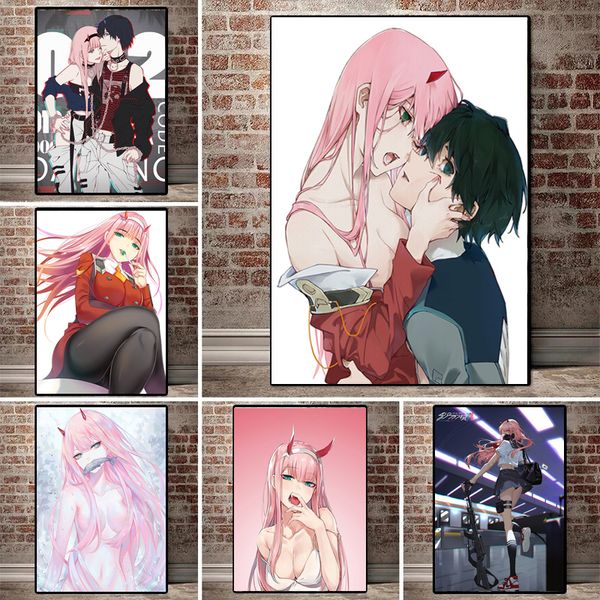 Pinturas Póster de anime japonés Darling en el Franxx 002 Pintura en lienzo Decoración de anime Imagen de arte de pared para sala de estar Decoración para el hogar 230823