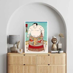 Peintures Art japonais par Sumo Wrestler Asashio Taro Mur Photos Vintage Affiche et impression Rétro Intérieur Décor À La Maison Toile Peinture