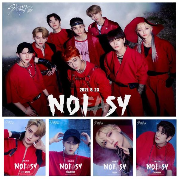 Peintures Kpop Stray enfants affiche Album NOEASY Stickers muraux HD Po imprimer mode coréenne mignon garçons photo Fans cadeaux
