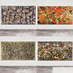 Peintures Grande taille Mur Art Toile Peinture Abstraite Affiche Jackson Pollock Image HD Imprimer Pour Salon Étude Décoration Drop Dhurr