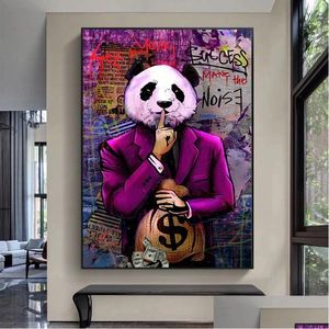 Schilderijen Laat uw succes het lawaai maken Posters en prints Graffiti Art Canvas Abstract Panda Muur Foto's voor woonkamer thuis D Dhsbn