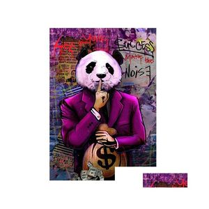 Schilderijen Laat je succes het lawaai maken Posters en prints Graffiti Art Canvas Abstract Panda Muur Foto's voor Woonkamer Drop D Dhxz5