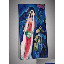 Schilderijen Marc Chagall La Mariee Art Poster Muur Achter Het Gordijn Canvas Schilderijen Cuadros Foto's Voor Thuis Decor9016367 Drop Deliv Dhy3C