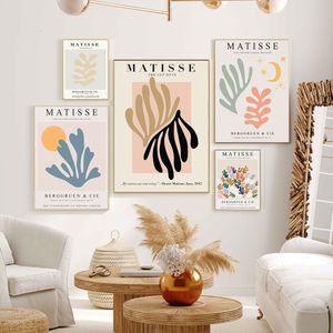 Schilderijen Matisse Abstracte Poster Boho Koraal Gras Art Print Plant Warme Tonen Canvas Schilderij Nordic Muur Foto Woonkamer Home Decor 230625