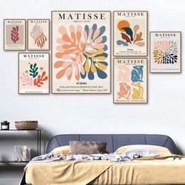 Peintures Matisse feuille colorée abstraite fille courbe mur art toile peinture affiches et impressions nordiques photos pour salon de2351