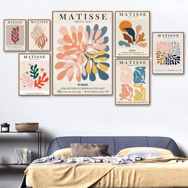 Pinturas Matisse Hoja colorida Hoja abstracta Chica Curva Arte de la pared Pintura de la lona Pósteres nórdicos e impresiones Imágenes para la sala de estar De2205