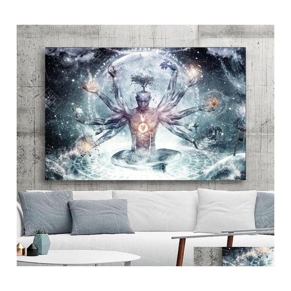 Paintings Meditation Spiritual Fantasy Poster Hd Print Canvas Painting Buddha Zen Wall Art Decoration Picture For Living Room No Dro Dh8Rb