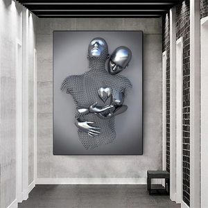 Schilderijen Metalen Figuur Standbeeld Canvas Schilderij Romantisch Abstracte Posters Prints Wall Art Pictures Moderne Woonkamer Decoraties voor Thuis 230719