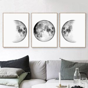 Schilderijen Minimalistische Zwart-wit Wall Art Canvas Schilderij Posters Maanstanden Aarde Foto Prints Interieur Decoratie Voor Thuis