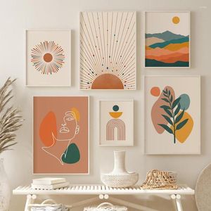 Paintings Modern Abstract Aesthetic Geometric Line Art Sunshine Posters Canvas Wall Prints Pictures For Bedroom Home Decoration