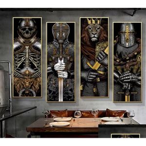 Schilderijen Modern Abstract Vier Dark Knight Art Posters En Prints Warrior Canvas Schilderijen Muur Foto Voor Woonkamer Cuadros Thuis Dh30E