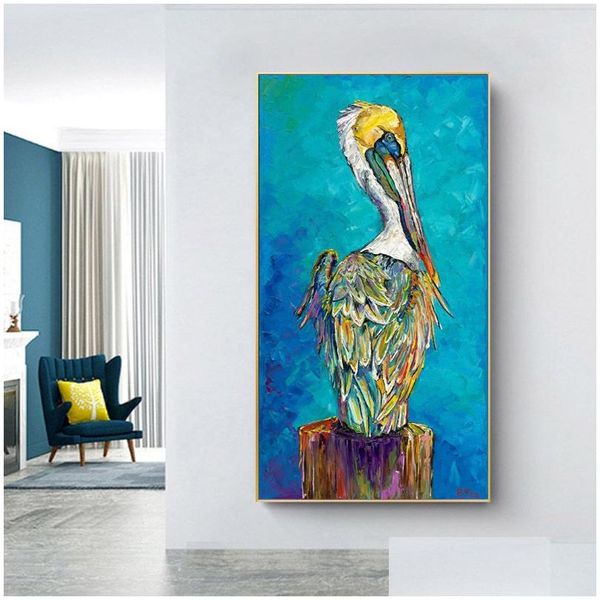 Peintures Art moderne oiseaux peinture imprimée sur toile affiche mur photos pour salon abstrait décor animal livraison directe maison Dhatw