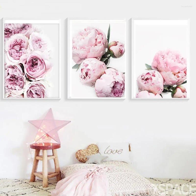 Paintings Modern Canvas Painting Nordic Decor Elegant Peony Flower Poster Wall Art Picture Home Bedroom Living Room Decoration