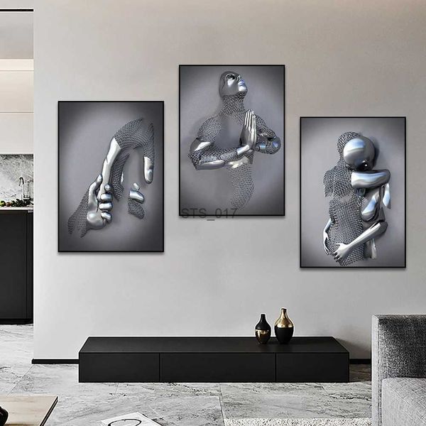 Pinturas Figura de metal moderna Estatua Arte Lienzo Pintura Pósteres abstractos románticos e impresiones Imágenes de pared para la decoración del hogar de la sala de estar