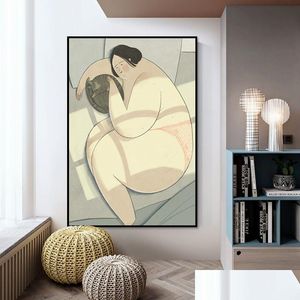 Pinturas Modernas de la sala minimalista Decoración de la sala de estar abstracto Estudio de arte del personaje retro colgante entrega mural entrega de la entrega del hogar Dhvnm