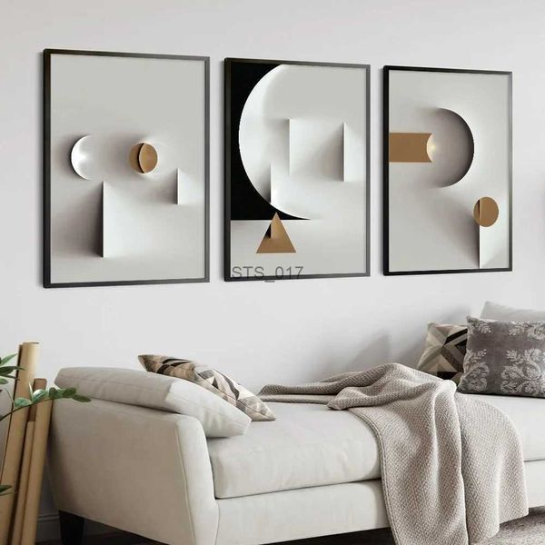 Pinturas Moderno minimalista arte de la pared geométrico negro líneas blancas oro pintura de alta definición cartel impresión hogar dormitorio sala de estar decoración