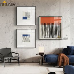 Pinturas Moderna Moda Nordic Fashion Pintura de estampado Póster Orange Blue Abstract Pictures Bloque de pared Sala de estar Decoración del hogar 230815