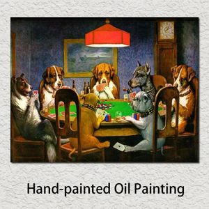 Peintures Peinture à l'huile moderne Toile Art Chiens Jouant au Poker Cassius Marcellus Coolidge Fait à la main de haute qualité pour bureau Salle d'étude Décor