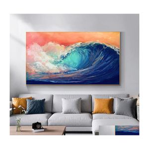 Pinturas Pintura Al Óleo Moderna Impresa Sobre Lienzo Abstracto Ocean Wave Paisaje Poster Wall Pictures For Living Room Decor Drop Delive Dhwcd